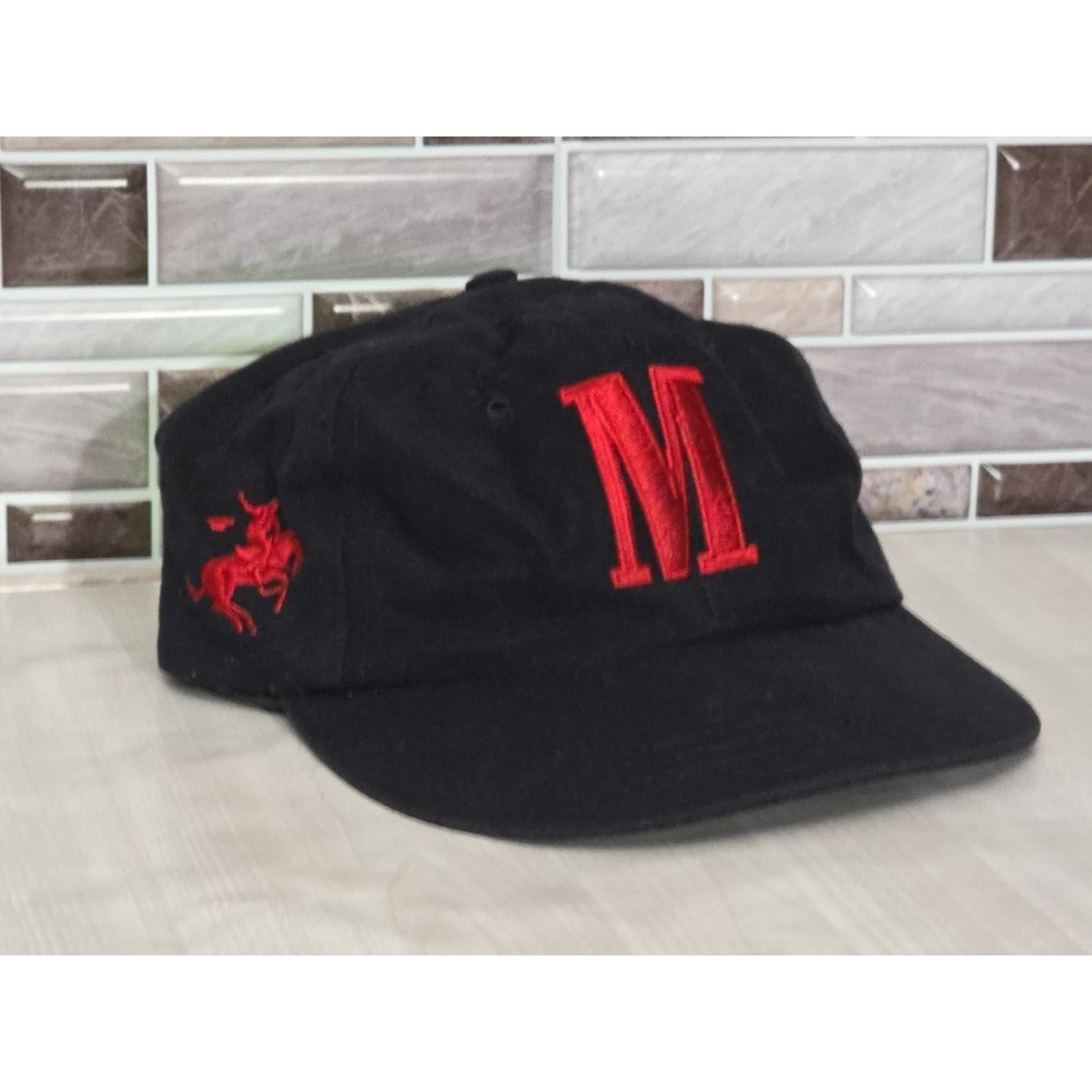 Vintage 90s Black Red Strapback Hat Cowboy Cigarette Brand Men's Ball Cap - Picture 8 of 16